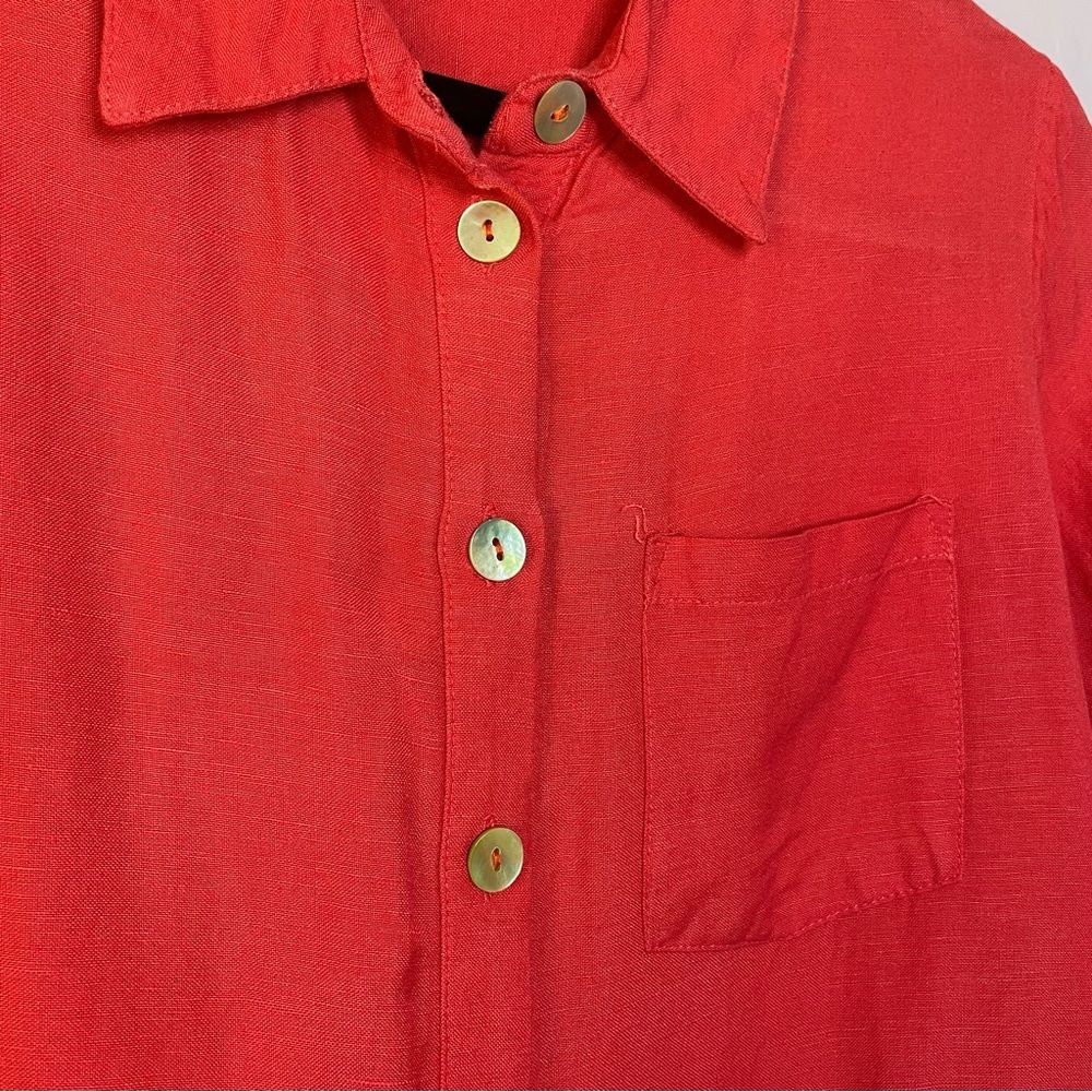 Soft Surroundings Red Linen Blend Button Front Zi… - image 3